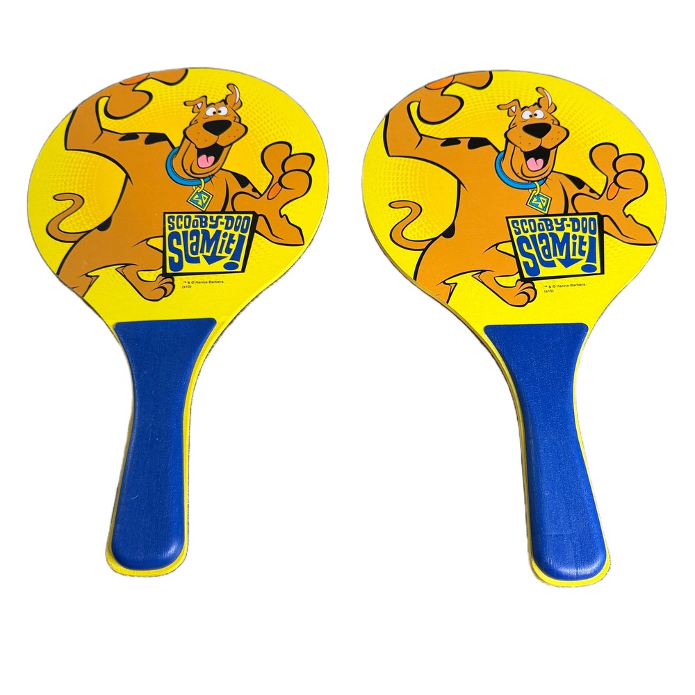 Scooby-Doo Slam It! Foam Paddle Ball Set Yellow Blue Hanna-Barbera 2010